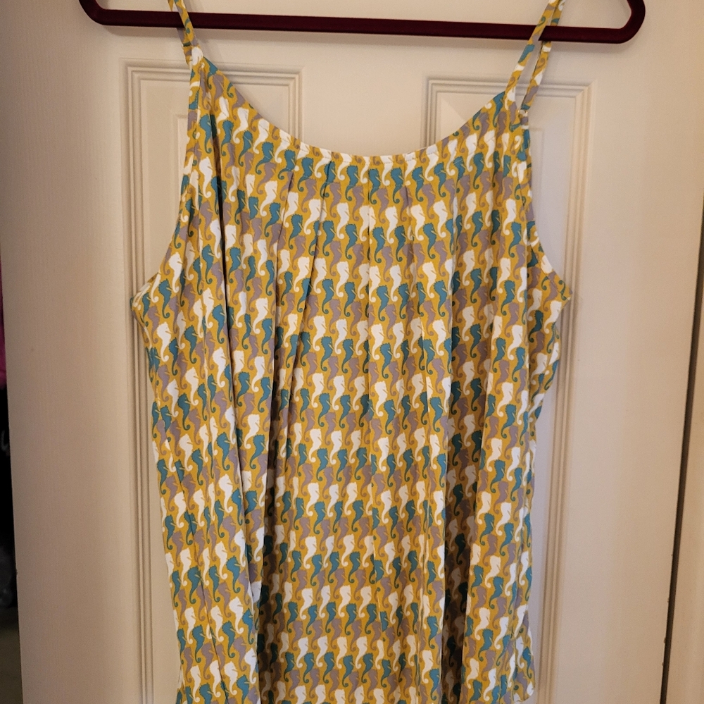 Cabi teal and gold seahorse camisole